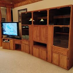 Three-piece Oak Storage Cabinet