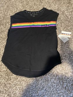 Dkny Womens Sport Rainbow Logo T-Shirt black Size S