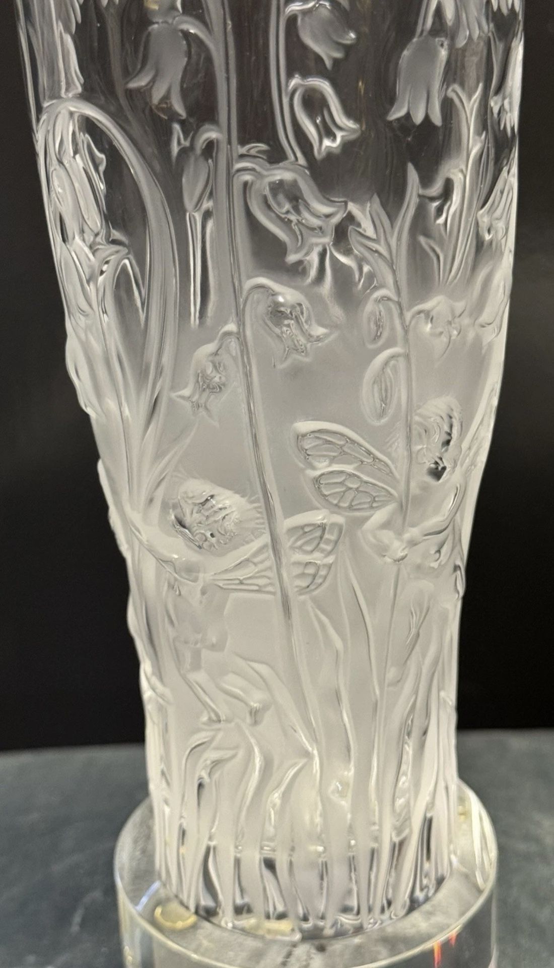 Lalique Elfes Votive Fantasy Elf Vase Clear Frosted Crystal Almost 8 Inches Tall