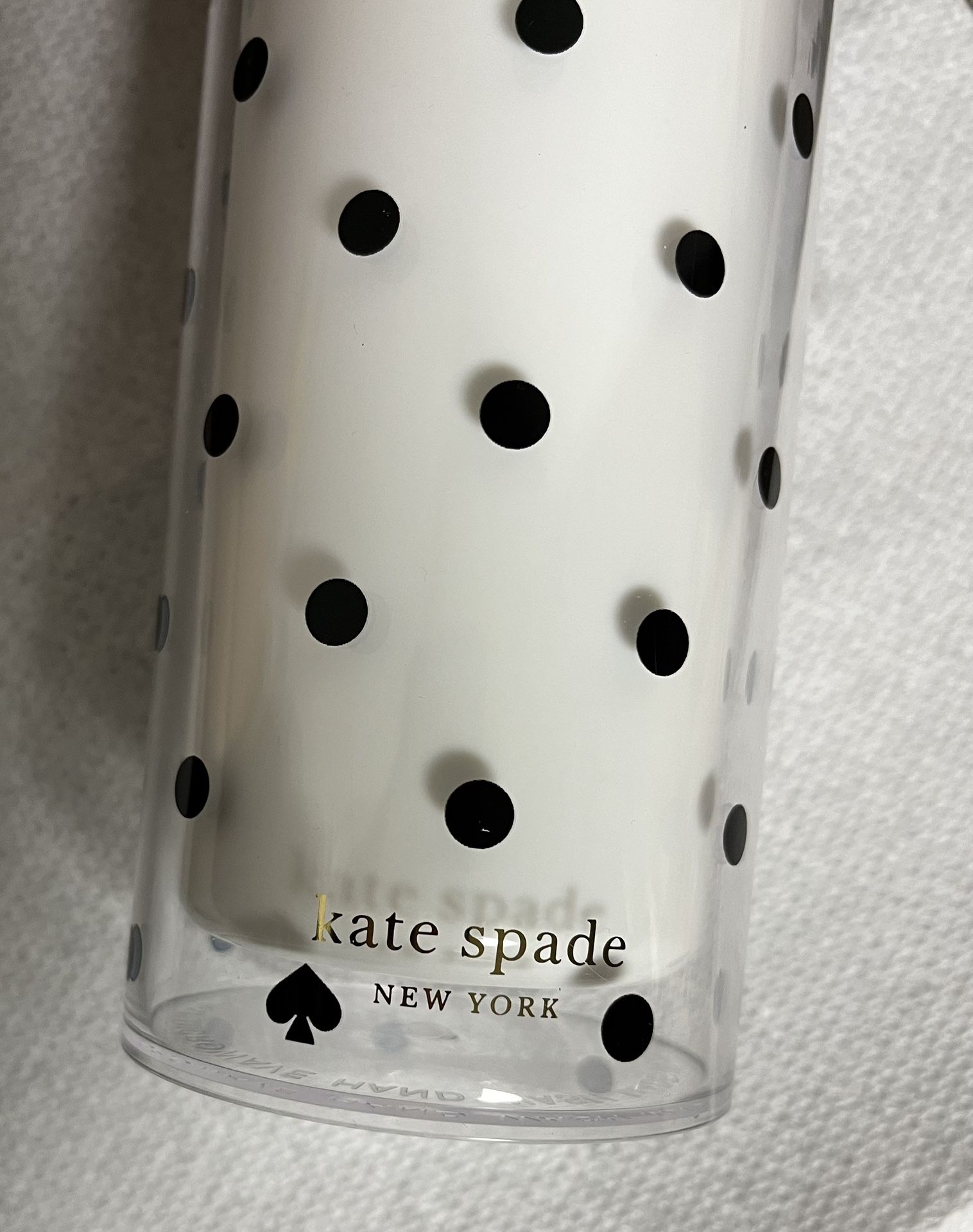Kate Spade New York White/Black Spade & Black Polka Dot Travel Tumbler 16 OZ