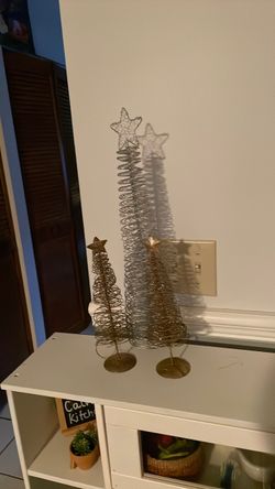 Gold Wire Christmas Tree Decorations Set of 3