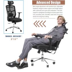 Office Chair Ergonomic Design Chair Skeletal Back Synchronous Mechanism Hanger Function