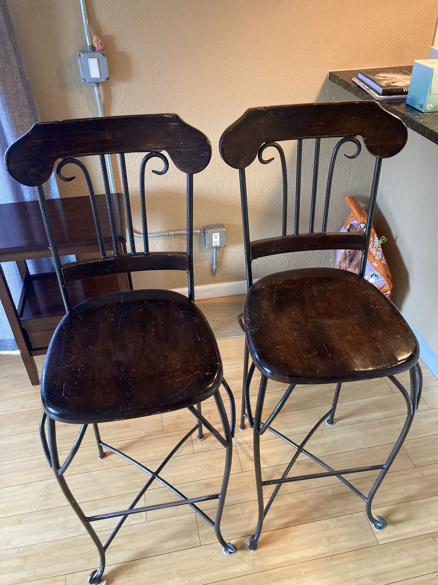 Wood And Metal Barstools