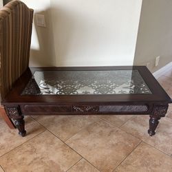 Vintage Glass-Top Coffee Table