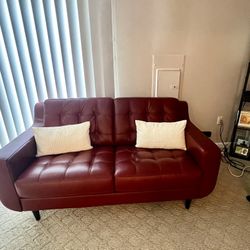 Red Leather Metropolis Sofa/Loveseat