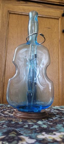 Teal Glass Violin Bottle