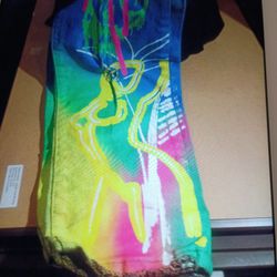 MACKEEN GRAPHIC PRINT BINGE DENIM JEANS SIZE 42
