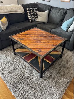 Union Jack wood/metal coffee table