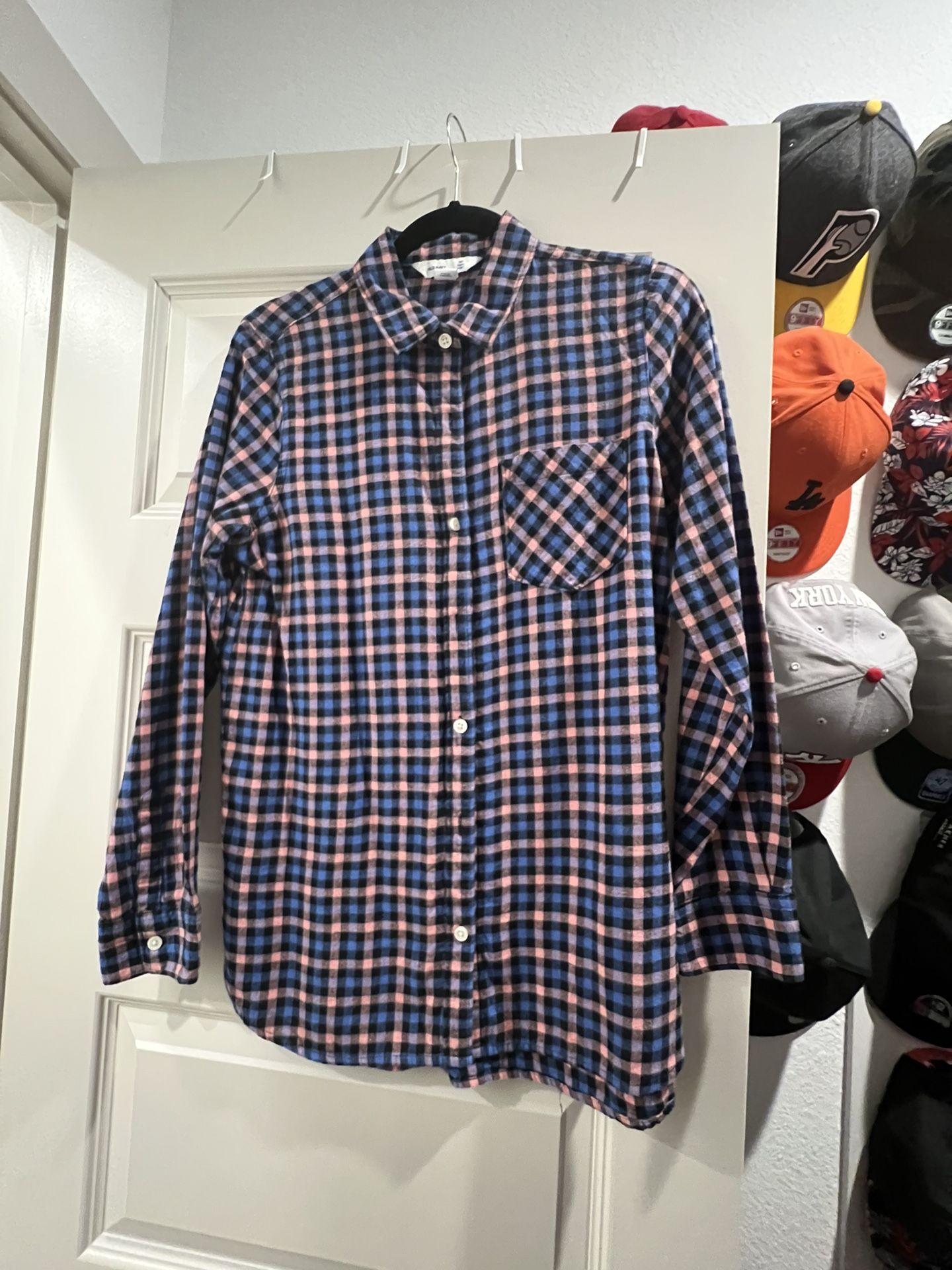 Plaid Long Sleeve Shirt Tunic Size M