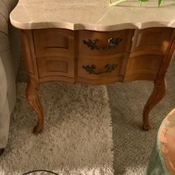 2 Matching Marble End Tables