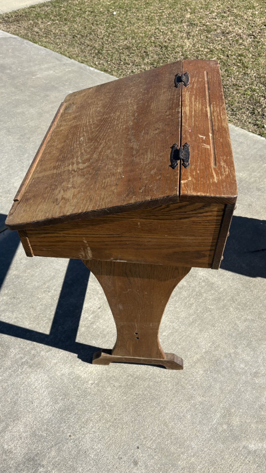 Vintage Wooden School Desk - Lift-Top Storage - Solid Wood -