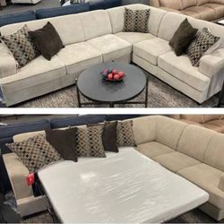 Tess Grey Sleeper Sectional Sofa