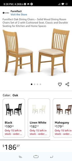 $186 to $25 only! Furnifact Oak Dining Chairs 2 Set