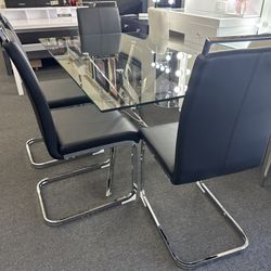 New 7pc Black Dining Set