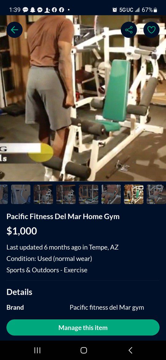 Pacific fitness Del Mar home gym.
