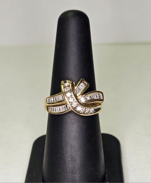 Gold Natural Diamond Cluster Ring #7693