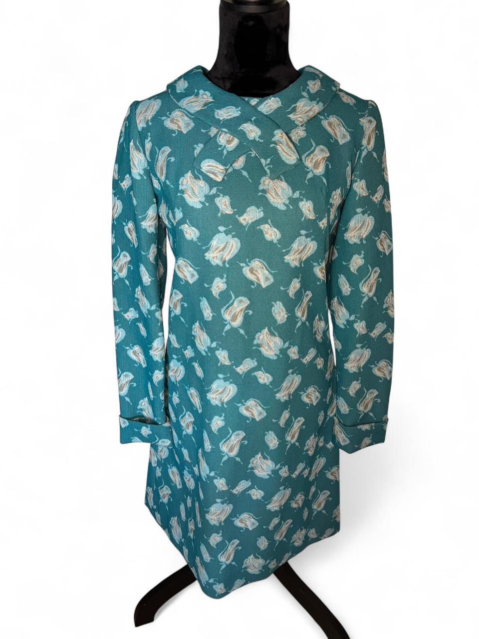 Vintage 1960’s Blue Teal Floral Dress