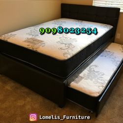 Full/Twin Expresso Trundle Beds w. Orthopedic Mattresses Included 