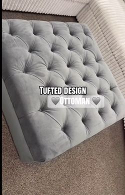 Large Tuft Grey Ottoman - Many Colors Available 🎨
