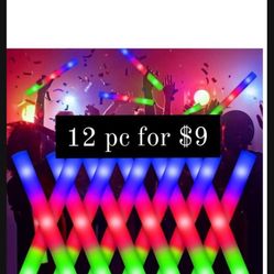 12pc Foam Glow Sticks,Halloween Glow in The Dark Party Supplies Three Flashing Modes Lighting up Foam Sticks for Wedding, Christmas, Concerts, 