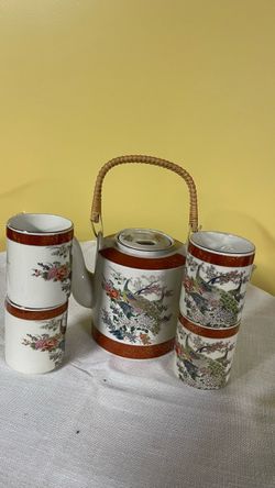 Japanese Porcelain Tea Set with Cups