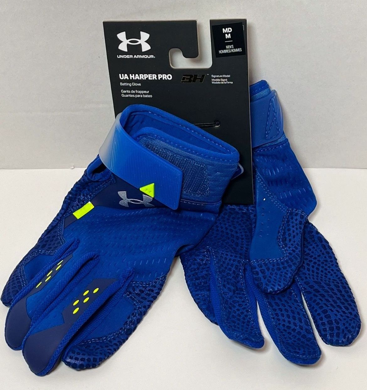 Under Armour Bryce Harper Pro Baseball Batting Gloves Blue Men’s Size Medium 1365465 400 New With Tags