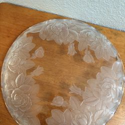 Vintage Walther Glas Hearts & Roses Glass Cake Platter
