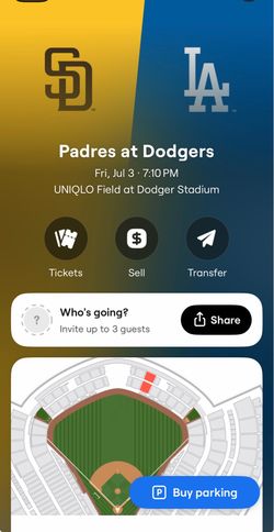 Dodgers vs Padres 3 tickets selling together