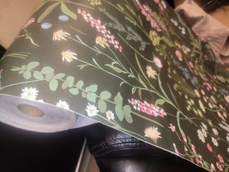 Very large roll of Wallpaper in Vintage Floral Fields and Weeds / Juniper Teal