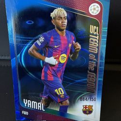 Topps Champions League Yamal Lamine Blue Raindrop Refractor/150