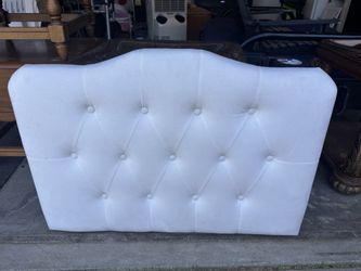 White Tufted Upholstered Headboard Panel