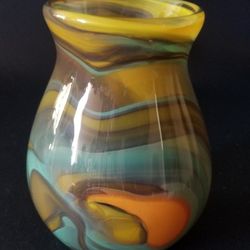 Vintage Hand Blown Murano Abstract Marble Glass Vase