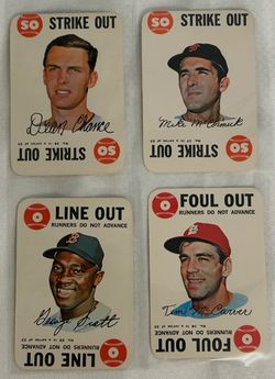 1968 Topps Game Baseball 4-Card Lot – McCarver, Scott, Chance & McCormick