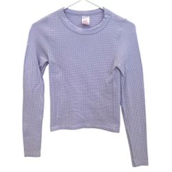 No Boundaries Juniors S (3-5) Crewneck Waffle Tee Long Sleeve Lavender