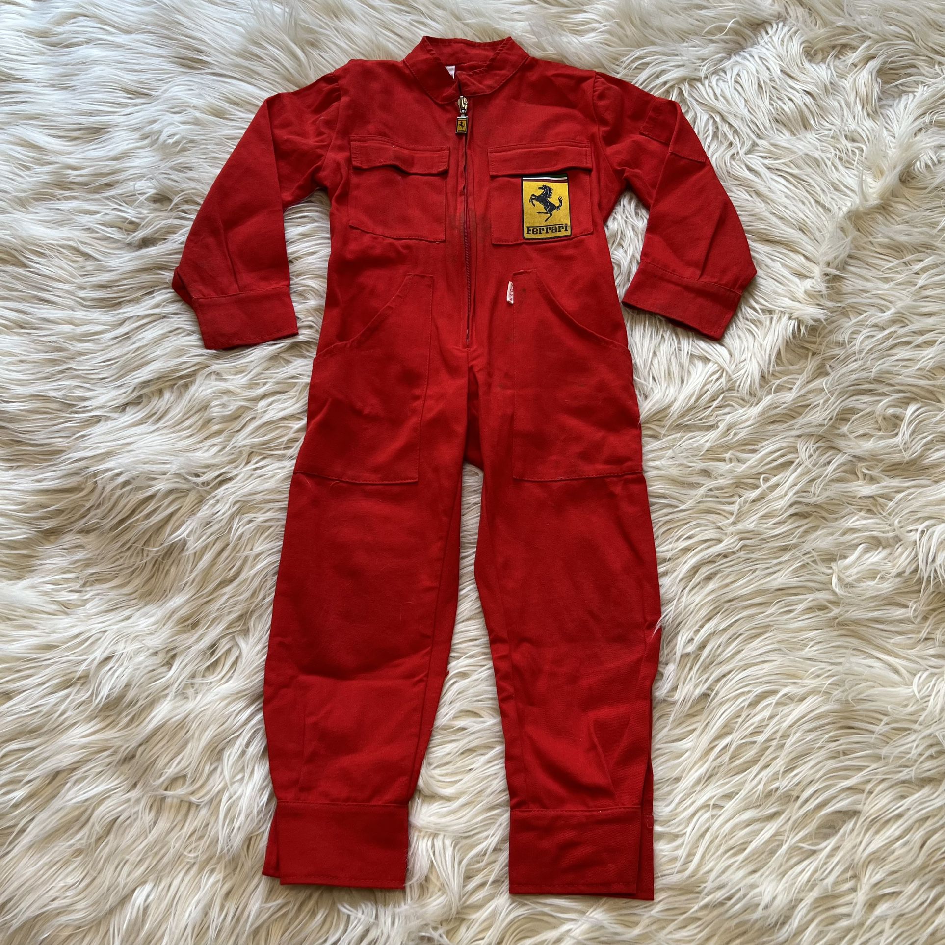 Vintage Toma Ferrari Red Racing Suit Coveralls Italy Juniors Size Small Kids