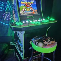 Retro TMNT Arcade1up Cabinet With Over 15,000 Video Games and Matching Stool 