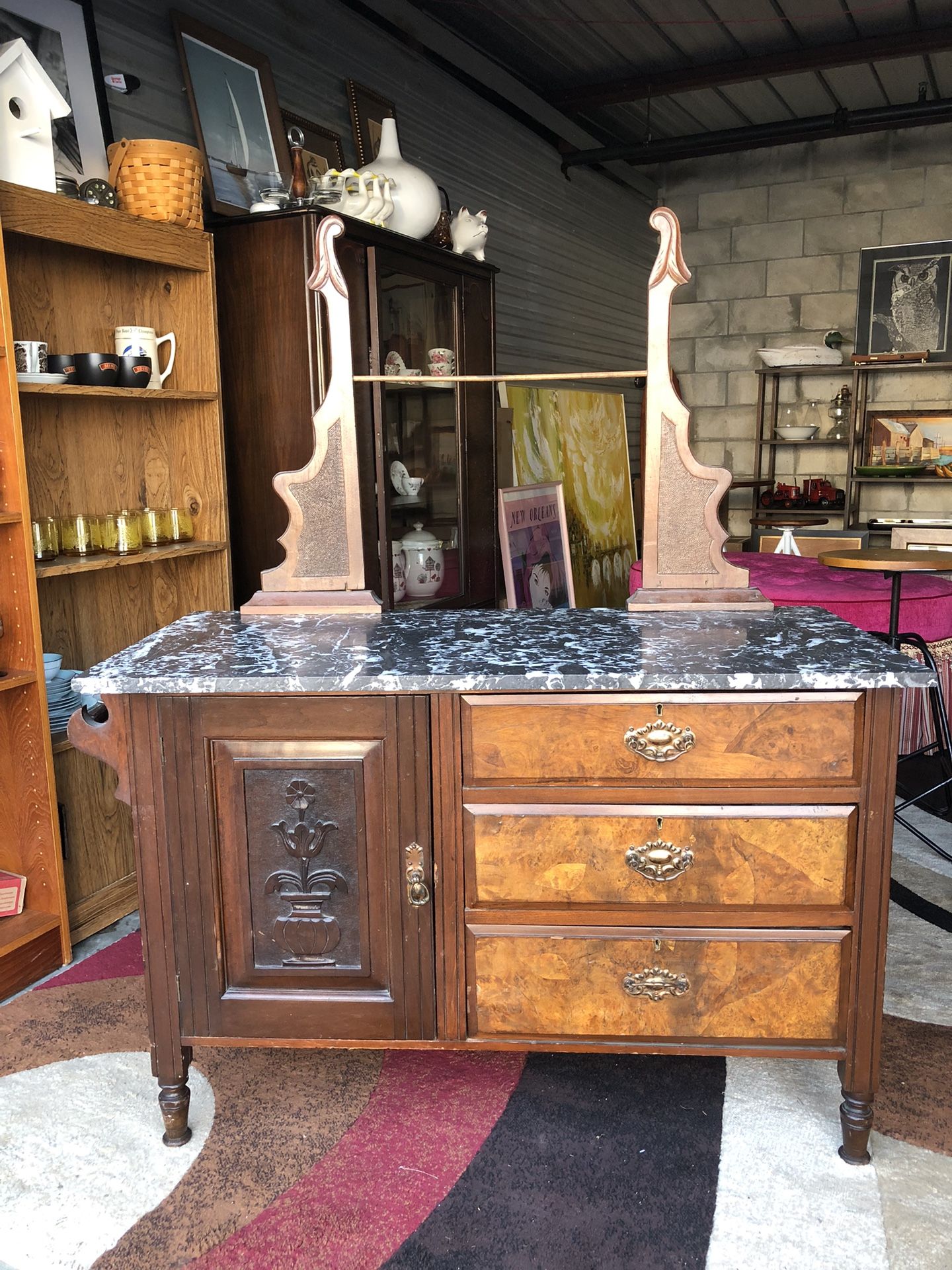 Antique Marble Top / Bakers /Pastry Table .