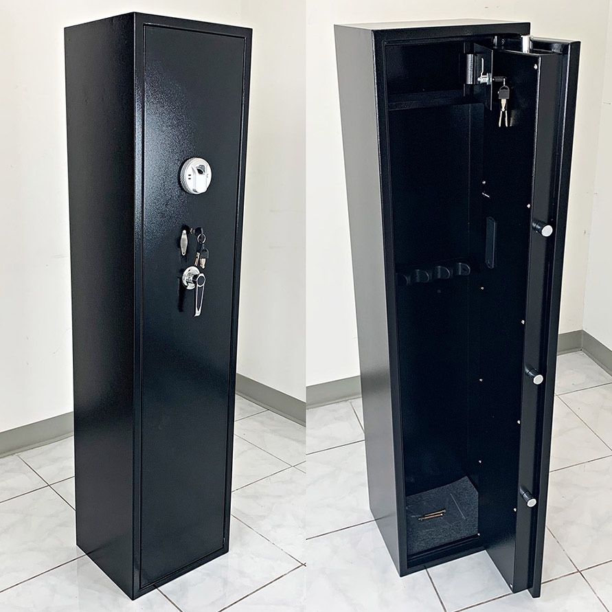 Brand New $199 Large Biometric 5 Gun Rifle Safe Fingerprint w/ Lock Box Quick Access 14x12x57” Weight 100 Lbs