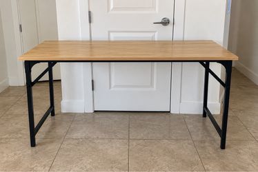 Modern Wood & Black Metal Desk
