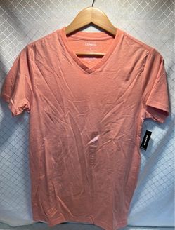 Express Men's Small Peach   Casual V-Neck T-Shirt