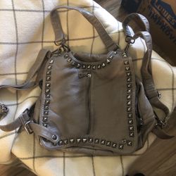 Beautiful Taupe Leather Backpack 