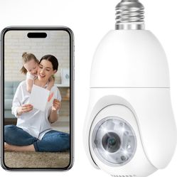 2K Light Bulb Security Camera - 2.4GHz, 360° Motion Detection, Full-Color Night Vision, Auto Tracking, Siren Alarm, 24/7 Recording - Indoor and Outdoo