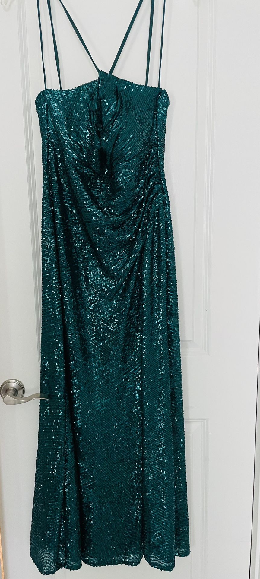 Emerald Green Sequin Evening Dress (size 8P)