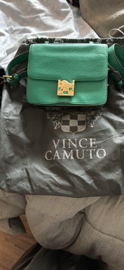 Vince Camuto Green Pebbled Leather Flap Crossbody Bag