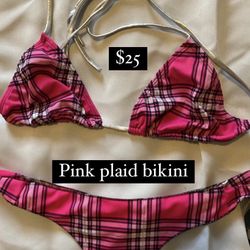 Pink Plaid Bikini 