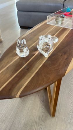 Signed Steuben Crystal Beaver Figurines – Pair