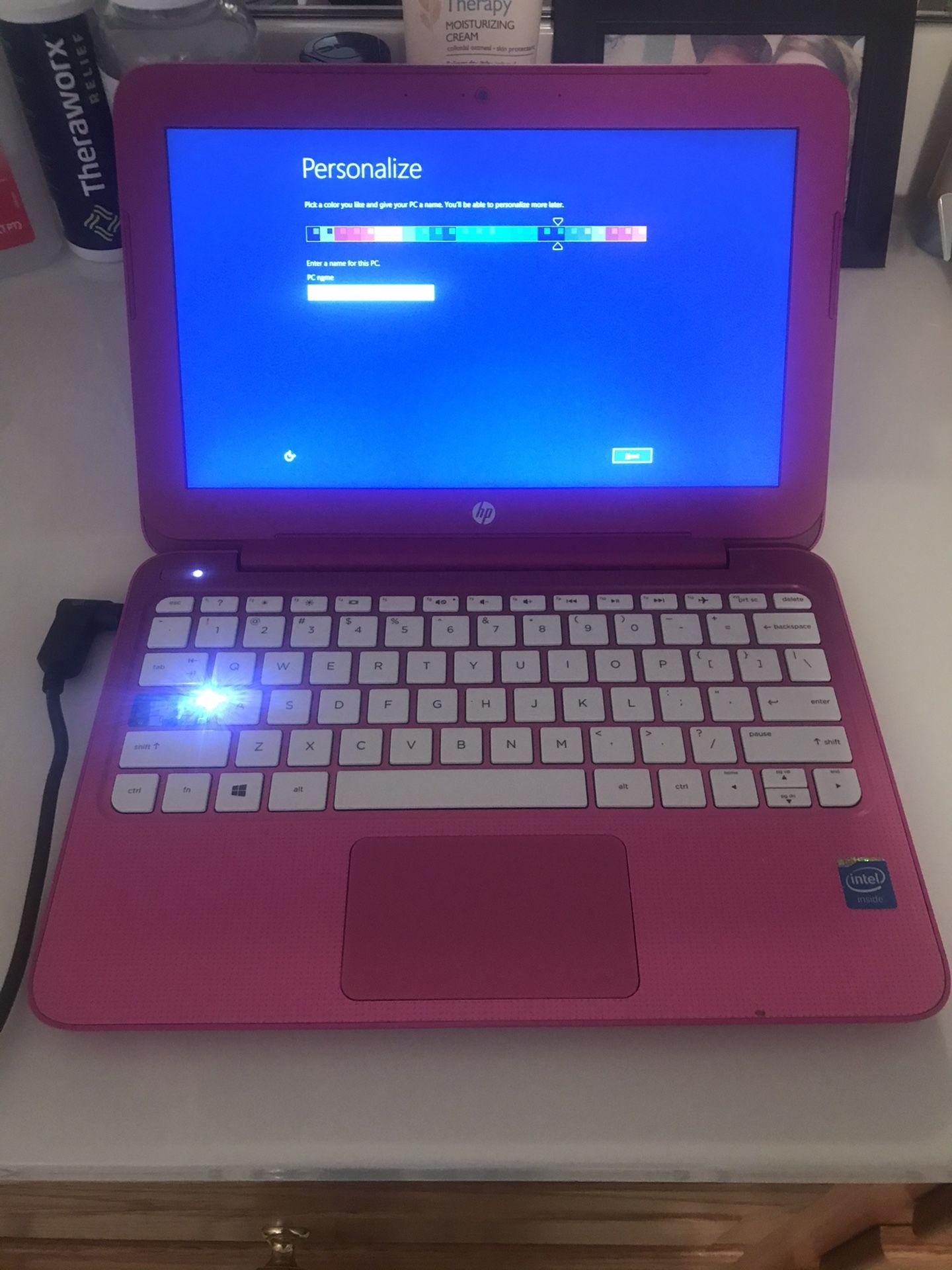 Pink HP laptop