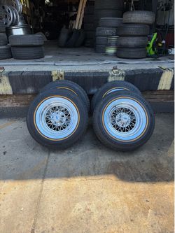15” Cragar 30 Spoke Wire Wheels and Brand New Vogue Tires 235/75r15 Vogues