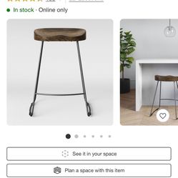 Low Back Wood/Metal Counter Height Barstool