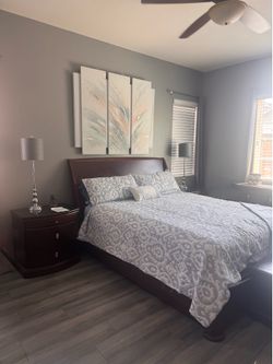 Dark Wood California King Bedroom Set – Beautiful Condition